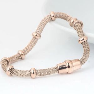 Rose Gold SS mesh Cable Bracelet